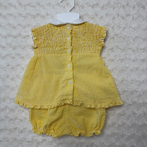 Vintage Little Billy Yellow Gingham Seersucker 2pc Summer dress 6-9 months - Picture 3 of 5